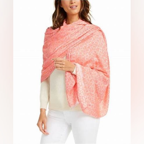 Calvin Klein Monogram Logo Pashmina - Process Red - Picture 3 of 6